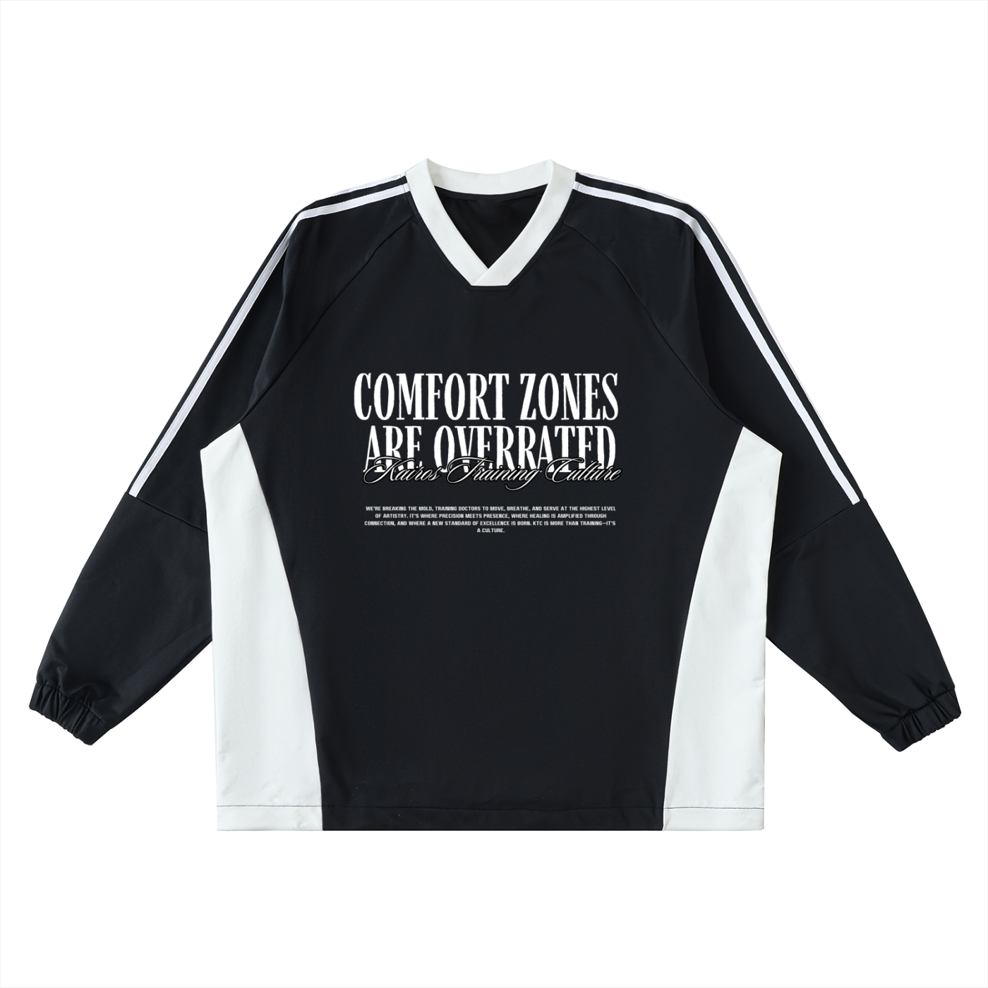 Color-Block V-Neck Long-Sleeve T-Shirt