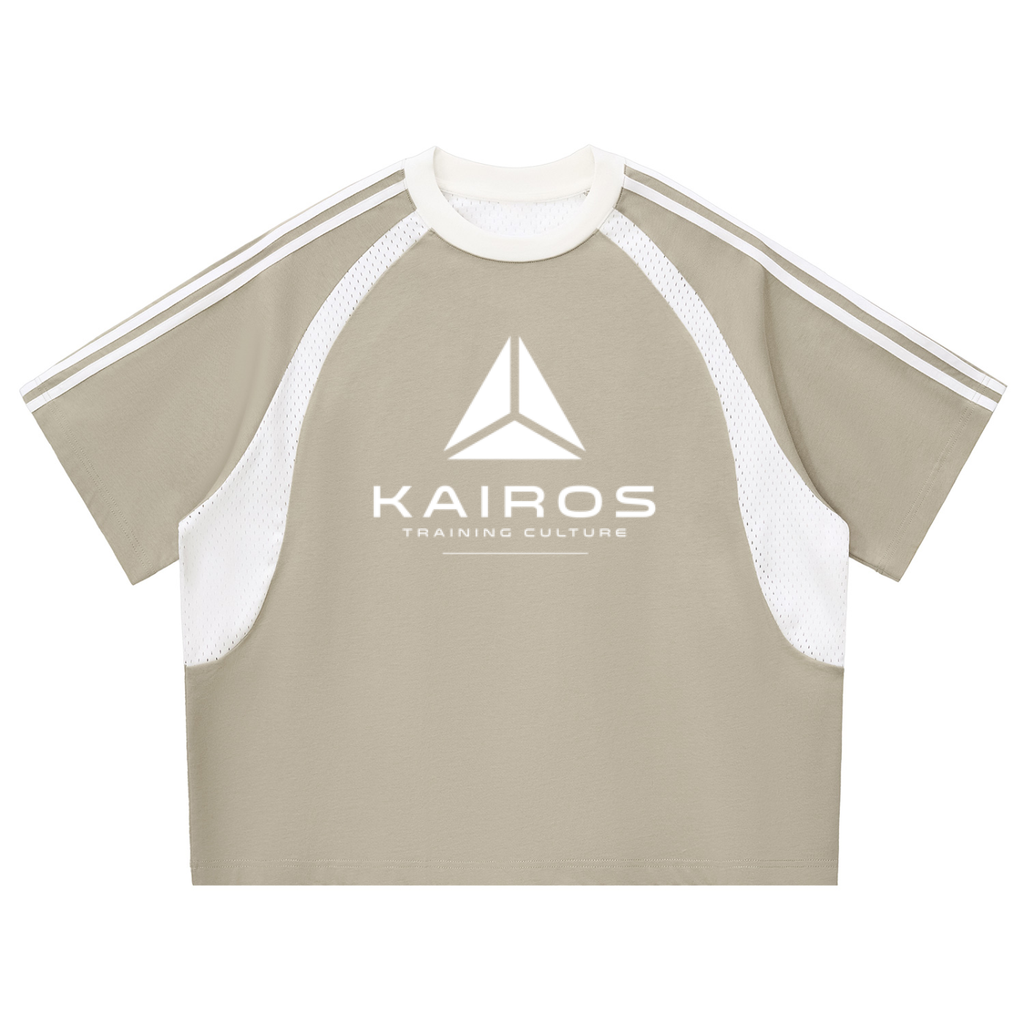 Contrast Stripes Panel Mesh T-shirt