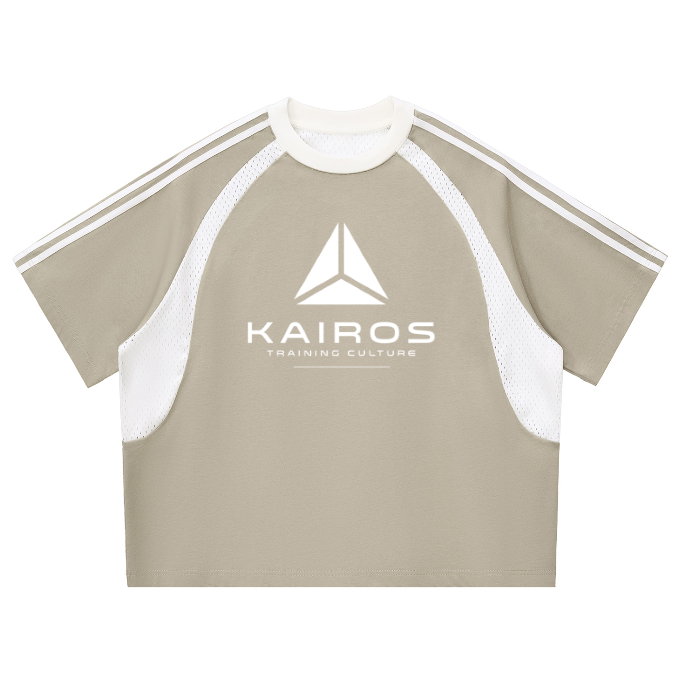 Contrast Stripes Panel Mesh T-shirt