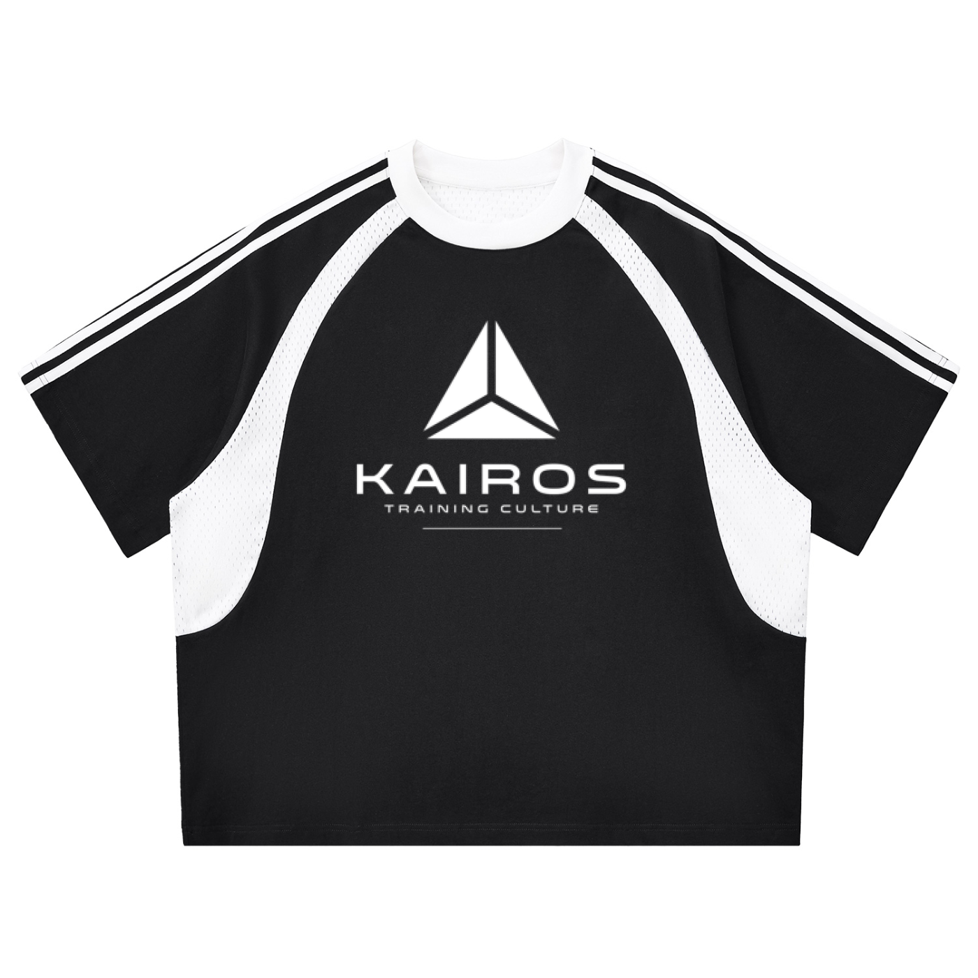 Contrast Stripes Panel Mesh T-shirt